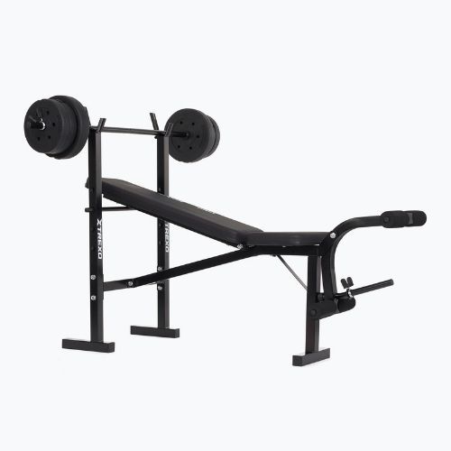 Posilovací lavice XTREXO BenchFit Lite se stojanem a činkou black
