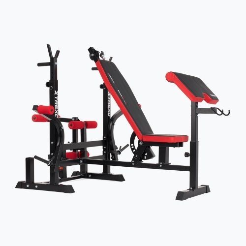 Posilovací lavice XTREXO BenchFit Max se stojanem a bicepsovým pultem black