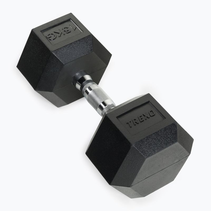 Pogumovaná činka XTREXO Hex HXD150 15 kg 3