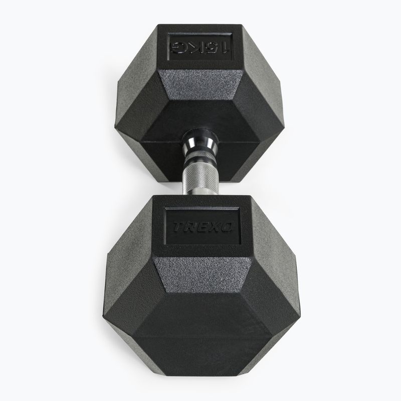 Pogumovaná činka XTREXO Hex HXD150 15 kg 4