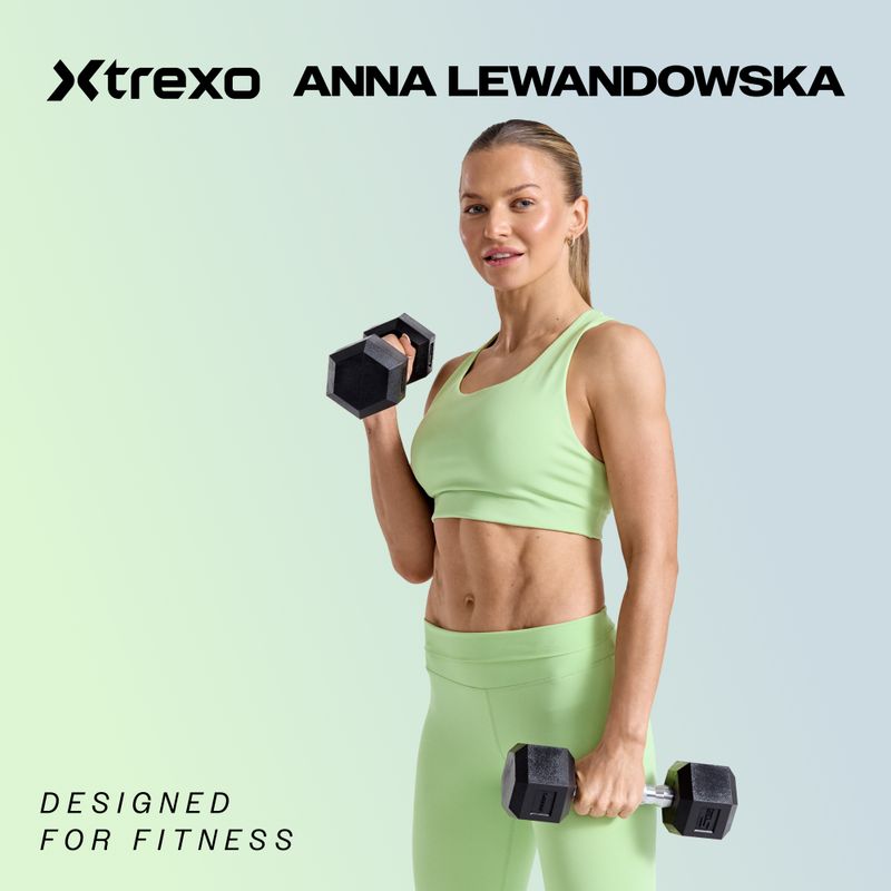 Pogumovaná činka XTREXO Hex HXD100 10 kg 2