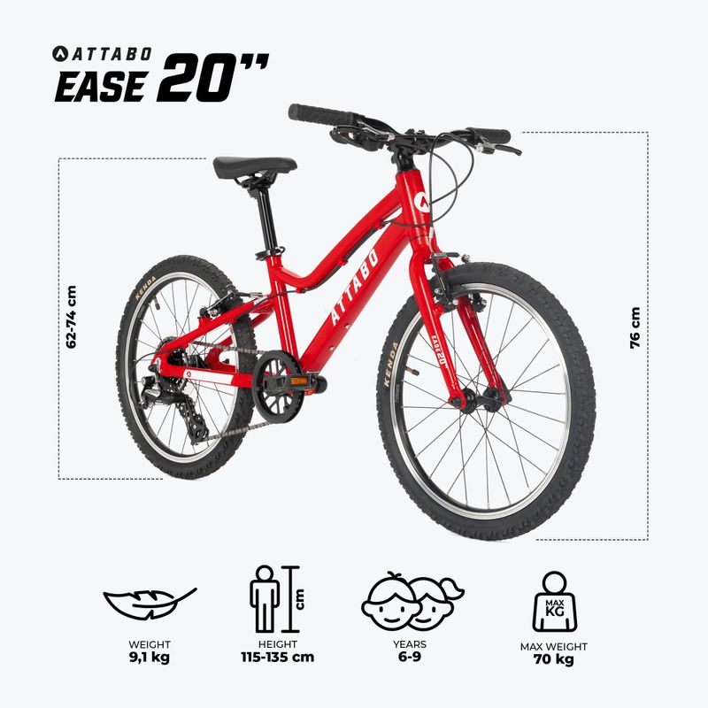 Dětské kolo ATTABO EASE 20" červené 2