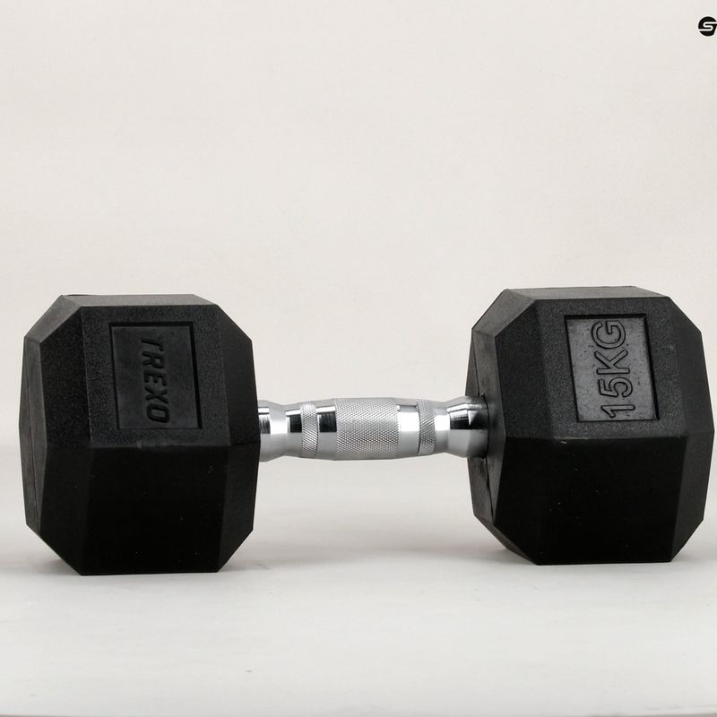 Pogumovaná činka XTREXO Hex HXD150 15 kg 12